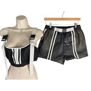 Fashion Nova Women's Gray‎ Active Set M Corset Top & Shorts